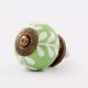 Green White Leaf Ceramic Cabinet Knob