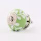 Green White Leaf Ceramic Cabinet Knob