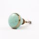 Sea Green Crackle Ceramic Cabinet Knob With Gold Work