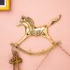 Golden Horse Wall Hanging Brass Hooks