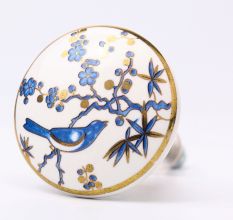 Blue Bird Golden Berry Ceramic Floral Drawer Knob Online