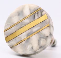 Grey Round Brass Marble Stone Cabinet Knobs