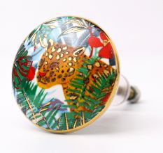 Tropical theme Jaguar Ceramic Cabinet Knobs with gold work