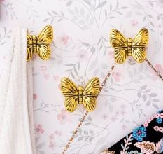 Modern Gold Butterfly Metal Wall Hooks-3 Pieces