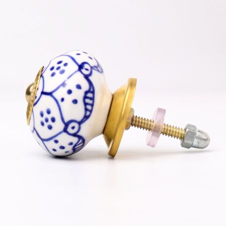 Blue Poinsettia Flower Cabinet Knob