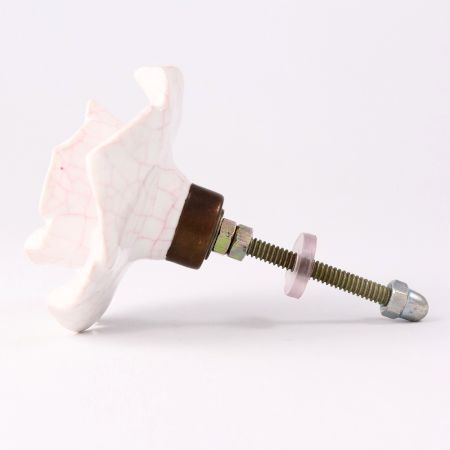 White And Pink Big Rose Crackle Ceramic Dresser Knobs