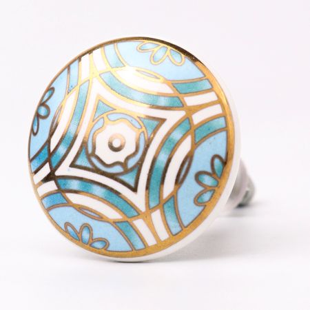 Turquoise Ceramic Floral Cabinet Knob Online