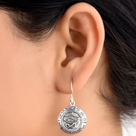 Evil Eye Charm 92.5 Sterling Silver Earrings