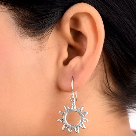 Sunflower Filigree 92.5 Sterling Silver Earrings For Girls