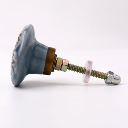 Grey Golden Floral Ceramic Cabinet Knob