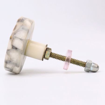 Grey Round Brass Marble Stone Cabinet Knobs