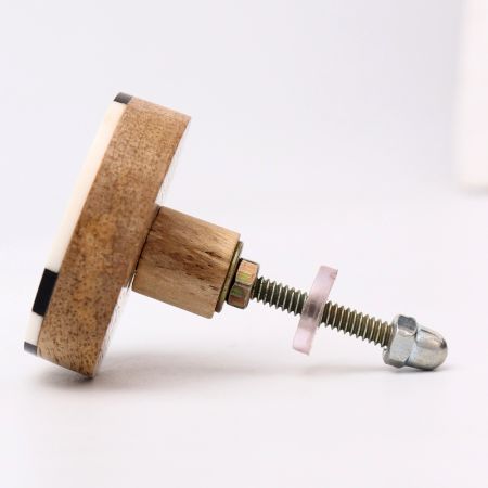 Handcrafted Round Black and White Wooden Resin Drawer Knob