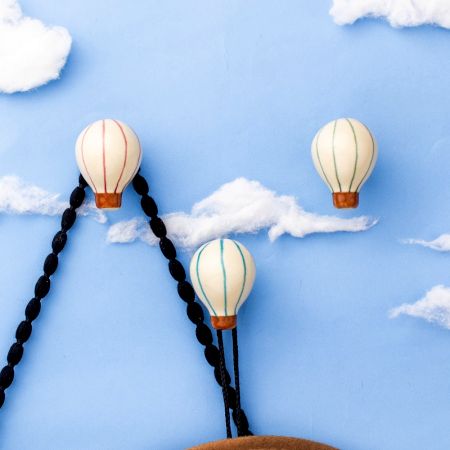 Multicolor Ceramic Hot Air Balloon Modern Kids Wall Hook-3 Pieces