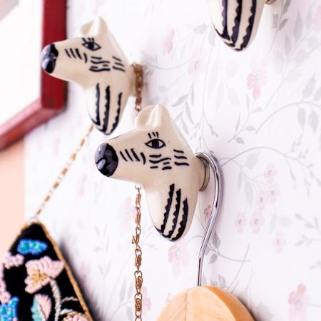 Zebra Head Pattern Ceramic Wall Hooks-3 Pieces