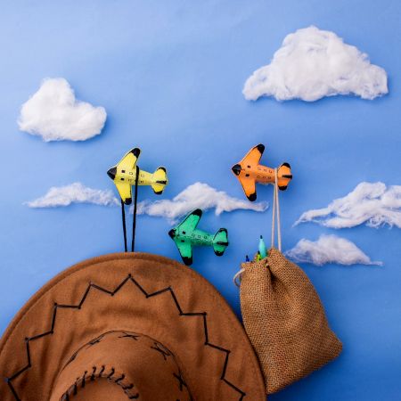 Modern Multicolor Aeroplane Metal Wall Hooks-3 Pieces