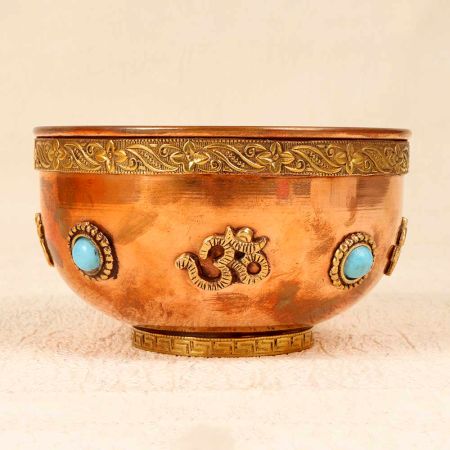 Handcrafted Copper Brass Bowl with Engraving for Decoration
