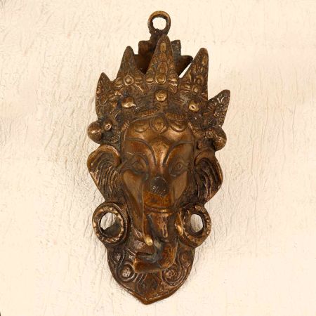 Traditional Brass Lord Ganesha Head Plate for Wall Hanging