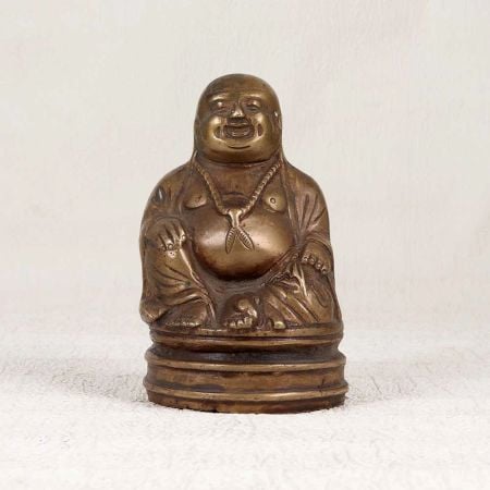 Handmade Vintage Brass Laughing Buddha in Chinese Art