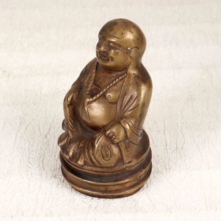 Handmade Vintage Brass Laughing Buddha in Chinese Art