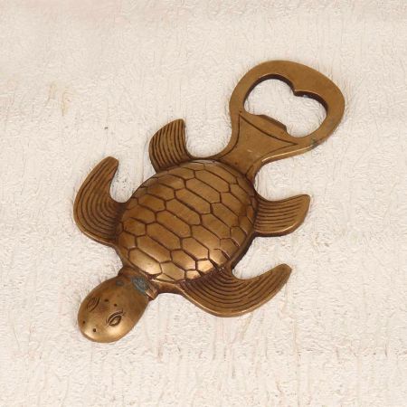 Vintage Handcrafted Brass Bottle Opener in Turtle Shape
