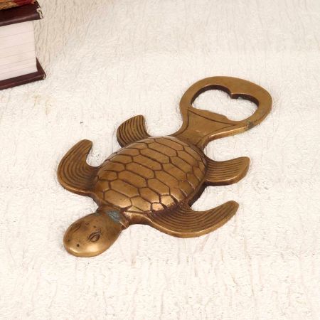 Vintage Handcrafted Brass Bottle Opener in Turtle Shape
