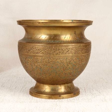 Engraved Brass Handmade Planter in Rajasthani Art for Decor