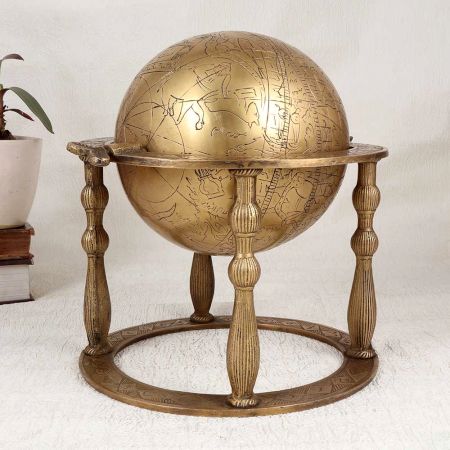 Decorative Handmade Brass Islamic Art Globe for Collection