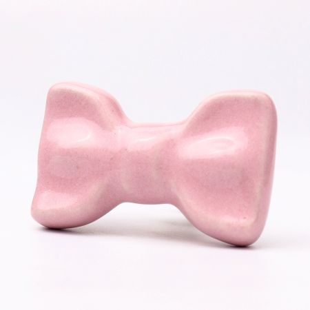 Pink Ceramic Bow Cabinet Knob