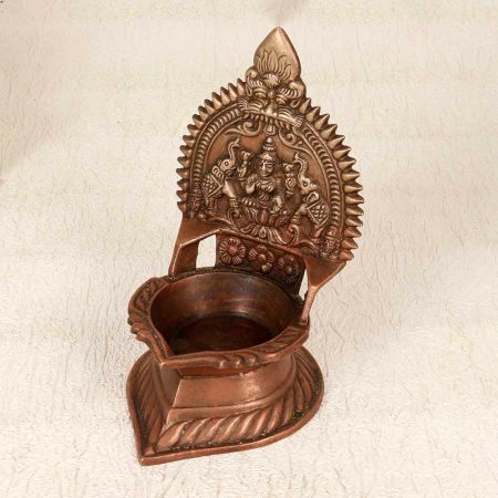 Handcrafted Vintage Brass Gajlakshmi Oil Lamp for Home Decor