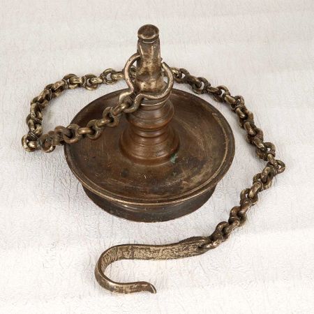 Hanging Brass Oil Lamp with Chain for Prayer Room