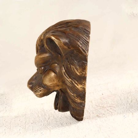 Vintage Finish Brass Lion Head Statue for Paper Weight