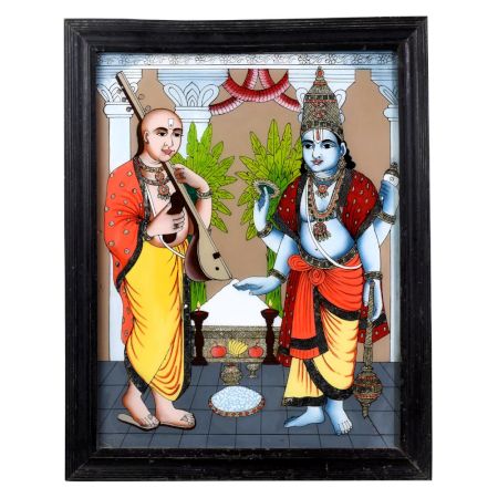 Lord Krishna and Sudama Glass Painting for Decoration