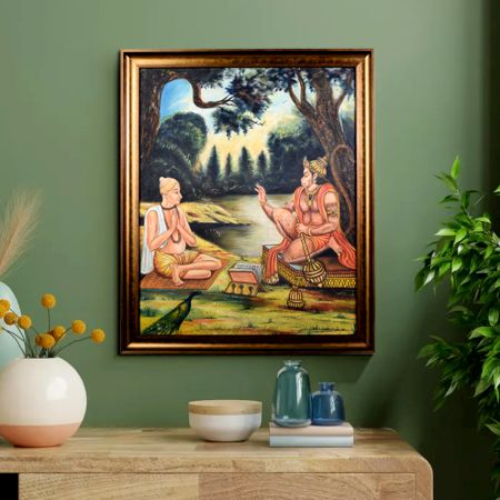 Lord Hanuman and Legendary Tulsidas Canvas Painting