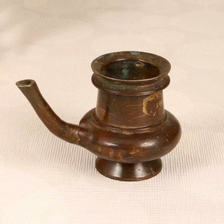Beautiful Brown Finish Brass Holy Water Pot for Prayer Room