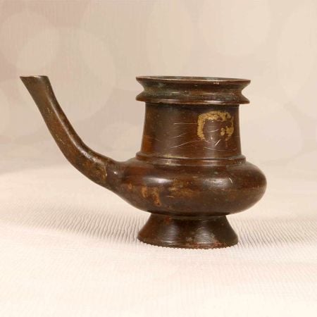 Beautiful Brown Finish Brass Holy Water Pot for Prayer Room