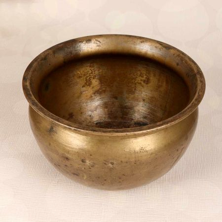 Indian Traditional Brass Cooking Pot in Brown Finish for Decor
