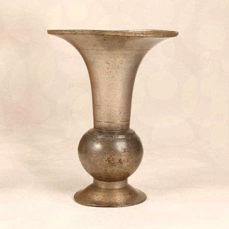 Grey Finish Vintage Brass Flower Pot from Hyderabad for Decor
