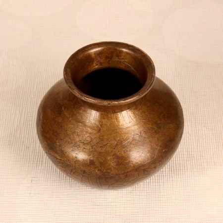 Brown Finish Engraved Holy Water Pot Made of Finest Brass