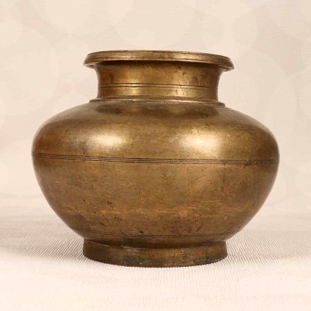 Plain Brown Finish Brass Holy Water Pot for Rituals