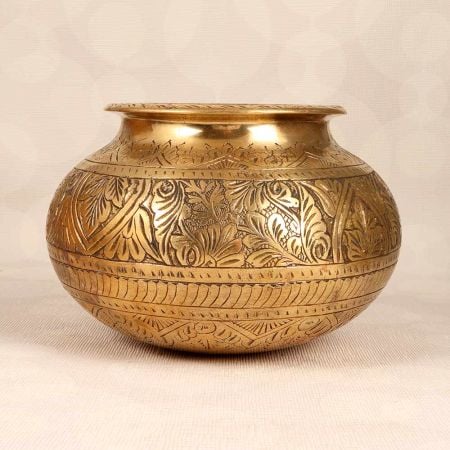 High-Quality Brass Engraved Cooking Pot for Flower Decoration