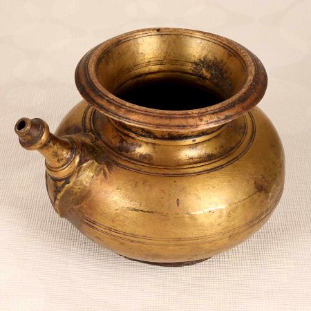 Vintage Finish Brass Holy Water Pot with Spout for Rituals
