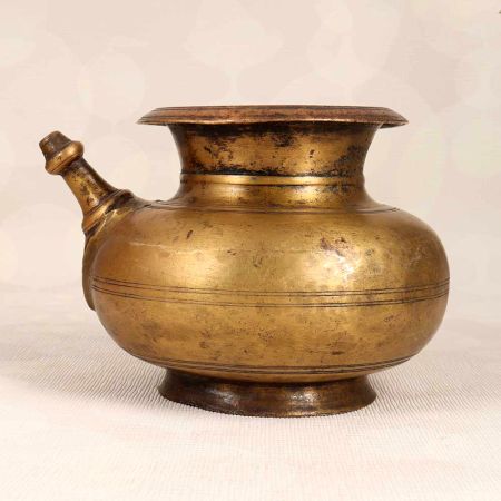 Vintage Finish Brass Holy Water Pot with Spout for Rituals