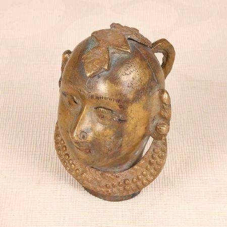 Indian Holy Brass Gauri Head Statue in Brown Finish for Decor