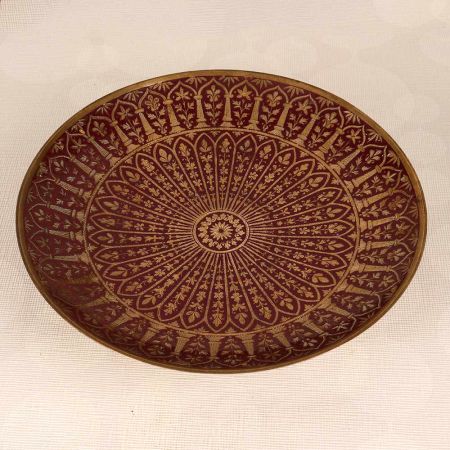 Beautiful Red Enamel Finish Brass Fruit Bowl for Decoration