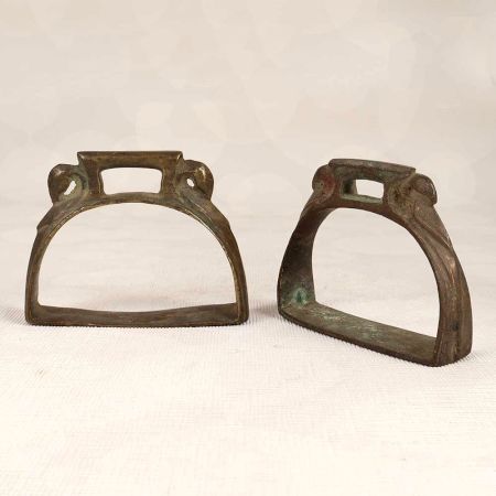 Vintage Finish Brass Horse Stirrups in Dark Finish in Pair