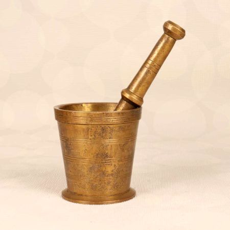 Indian Finest Brass Used Pestle and Mortar for Vintage Collection