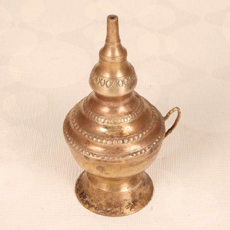 Unique Handmade Brass Oil Lamp in Brown Finish for Decor