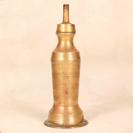 Traditional Gujarati Brass Oil Lamp in Vintage Brown Finish