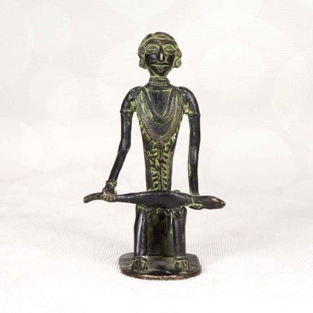 Handmade Tribal Art Brass Man Figure Statue in Bastar Art
