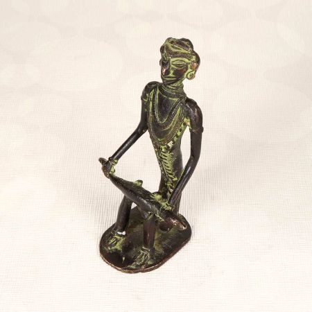Handmade Tribal Art Brass Man Figure Statue in Bastar Art